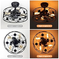 MOBEYU 16.5''Caged Ceiling Fan with Light,Low