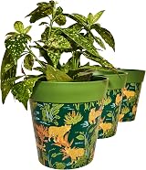Hum Flowerpots 22cm Set of 3 Green Jungle Leopards Plastic Pots view 5
