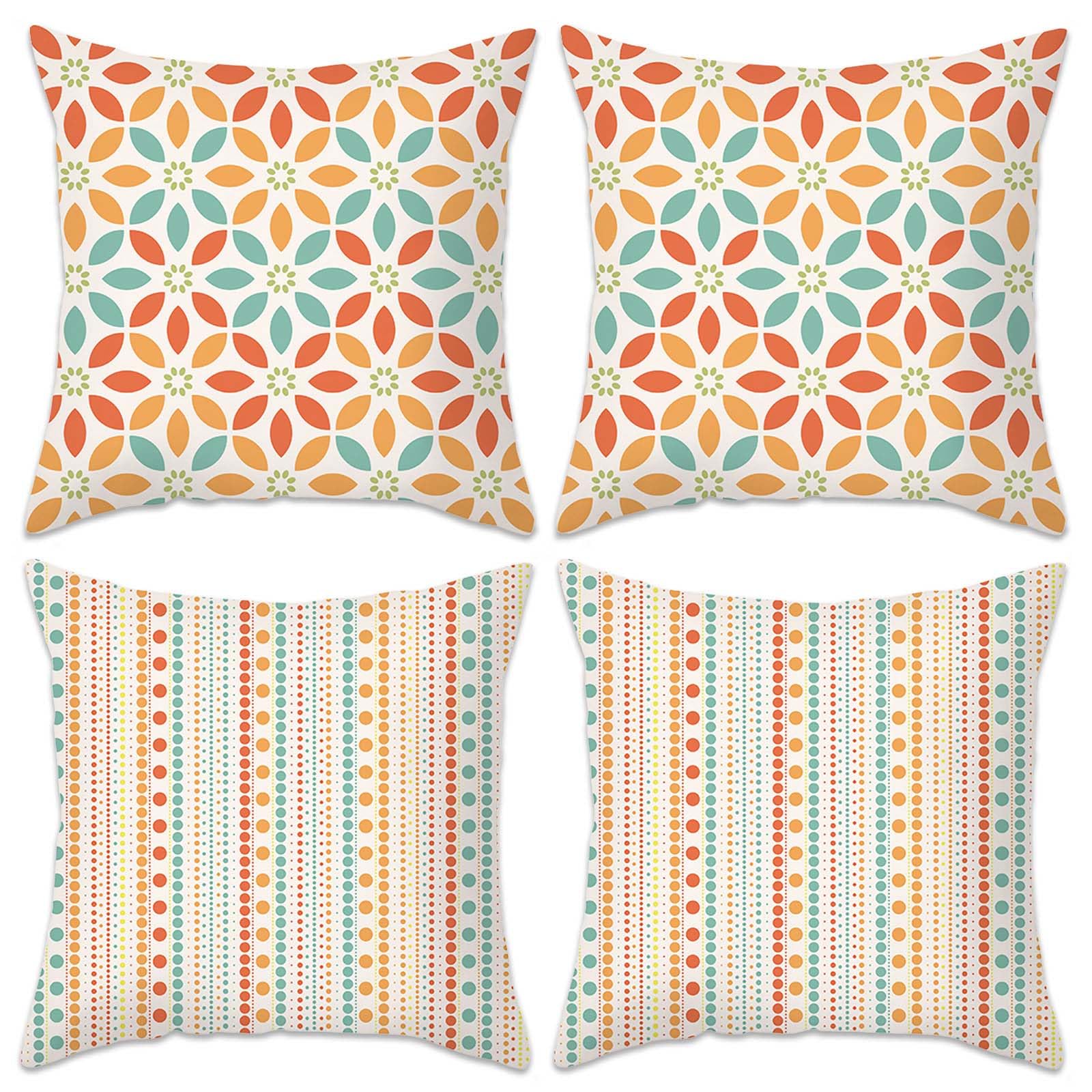 Betadistor Set of 4 Cushion Covers 45cm x 45cm Modern Floret Decorative Throw Pillow Cases Living Room Bedroom Sofa Garden Home Decor Square Cushion Covers 18x18 Inches, Floret, 508-0149