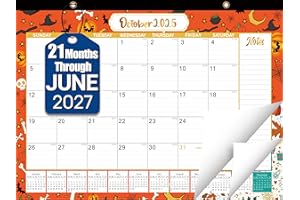 VOVEA Desk Calendar 2026-2027, 21 Months Oct 2025 - June 2027, Large 17" x 12" Monthly Desk/Wall Calendar 2026, Thick Paper, Ample Space, Plastic Cover - Perfect for Home School & Office Easy Organizing