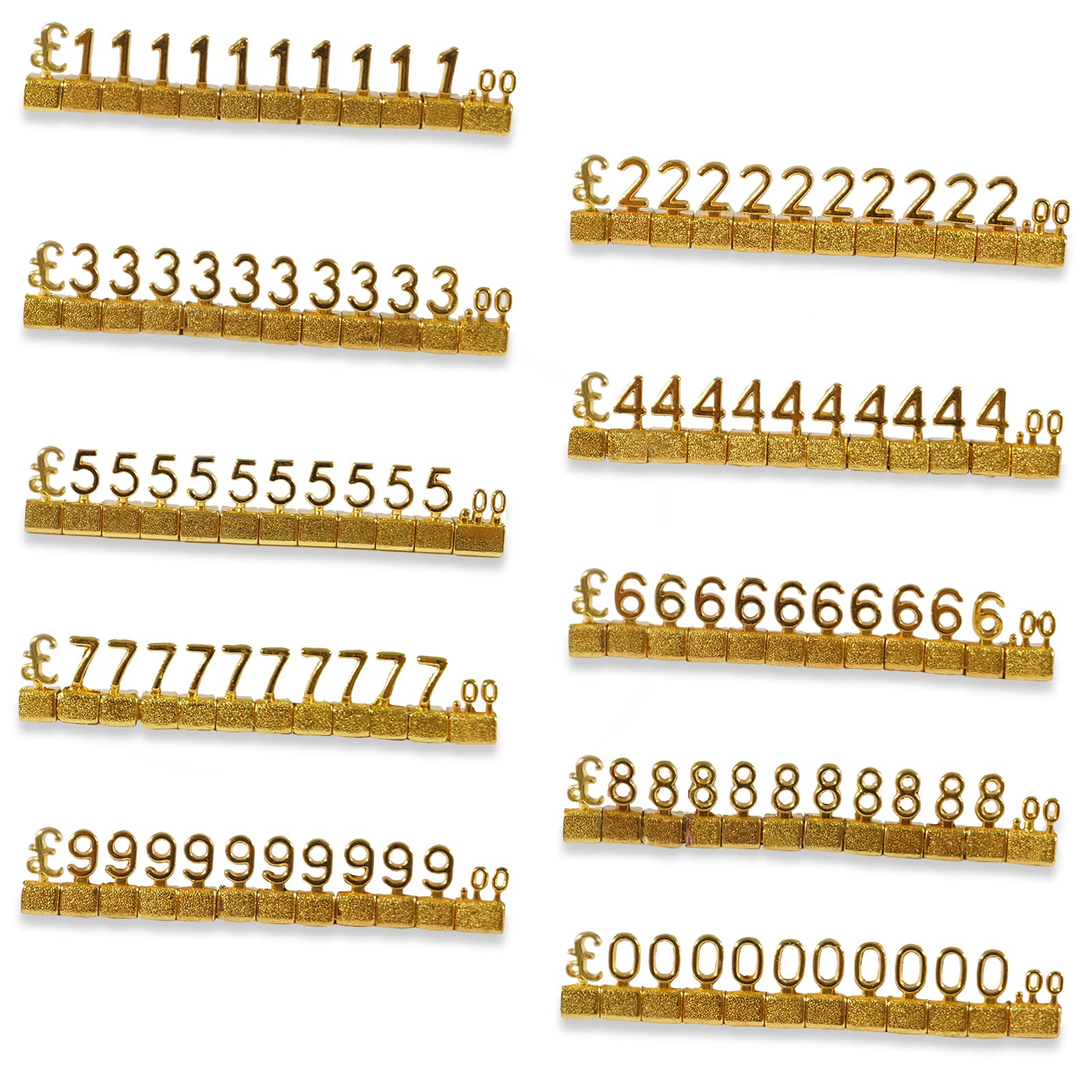 MACHSWON 10 PCS Digital Price Tag 3D Metal Shelving Adjustable GBP ￡ Price Cube Kit for Shop Display Jewelry Watch Shop Office Display Pricemarker Labels Gold