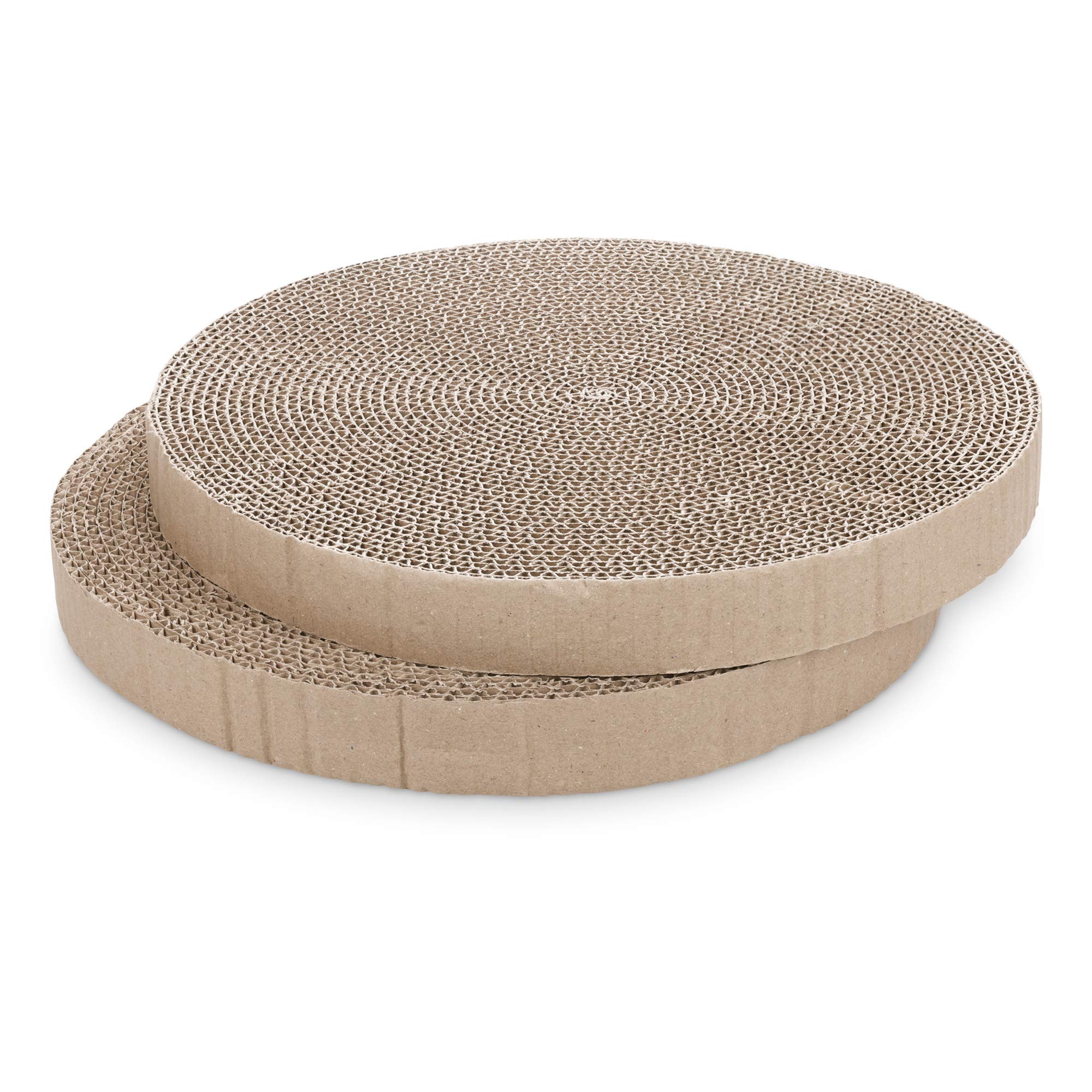 Navaris Cardboard Cat Scratcher Boards (Pack of 2) - Round 34cm Diameter - Replacement Scratching Pads Cardboard Cat Scratcher Bed 52414