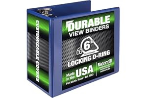 Samsill Durable 6 inch 3 Ring Binder, Made in USA, Locking D Ring FSC 100% Recycled Chipboard, Blue