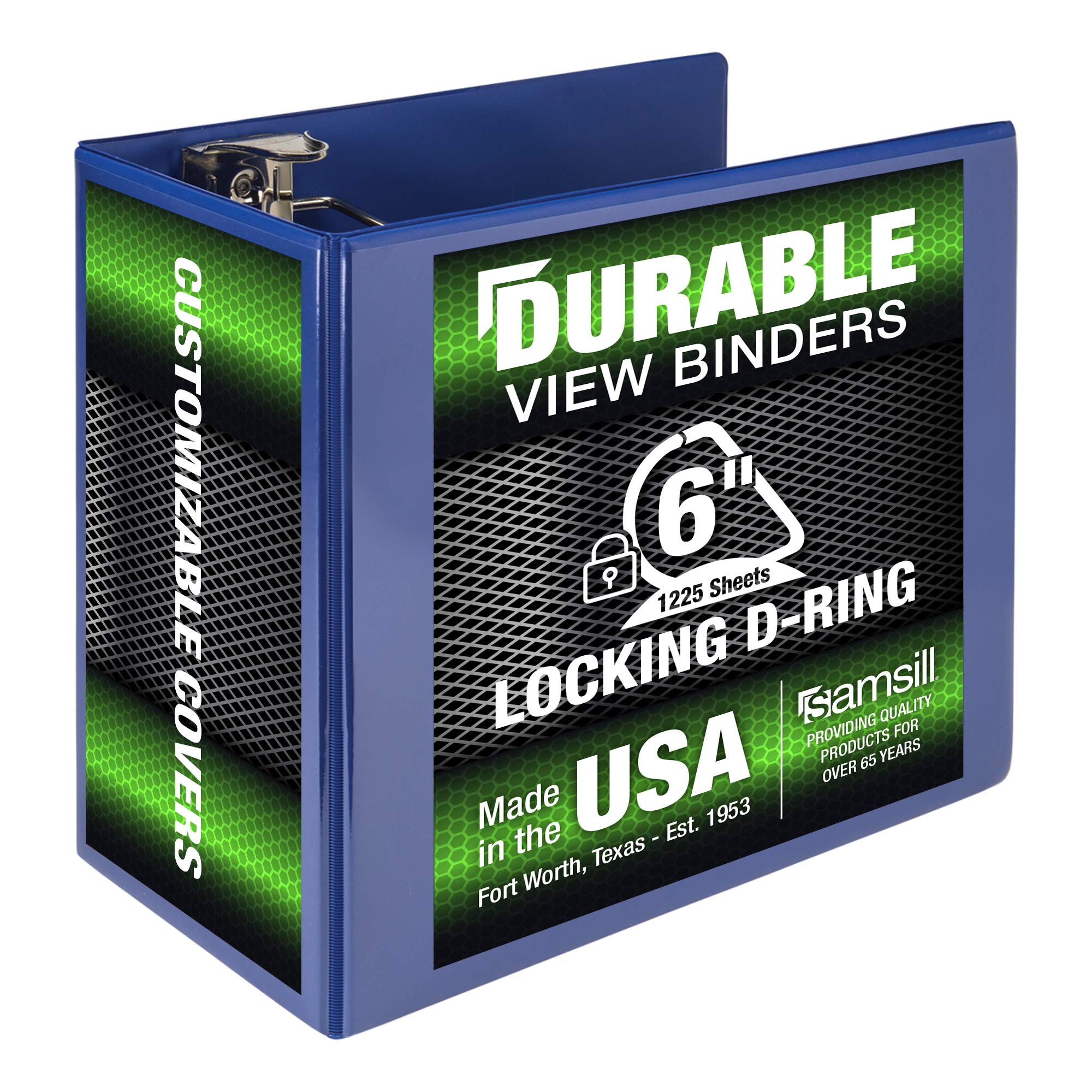 Photo 1 of Samsill Durable 6 inch 3 Ring Binder, Made in USA, Locking D Ring FSC 100% Recycled Chipboard, Blue