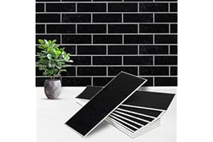 Artemuro 40PCS Peel and Stick Backsplash, 3" x 9" SPC Subway Tiles, Upgraded Structured Soft Glossy Castle Black Slate with White Grout Backsplash Stick on Tile for Kitchen, Bathroom, Fireplace, RV