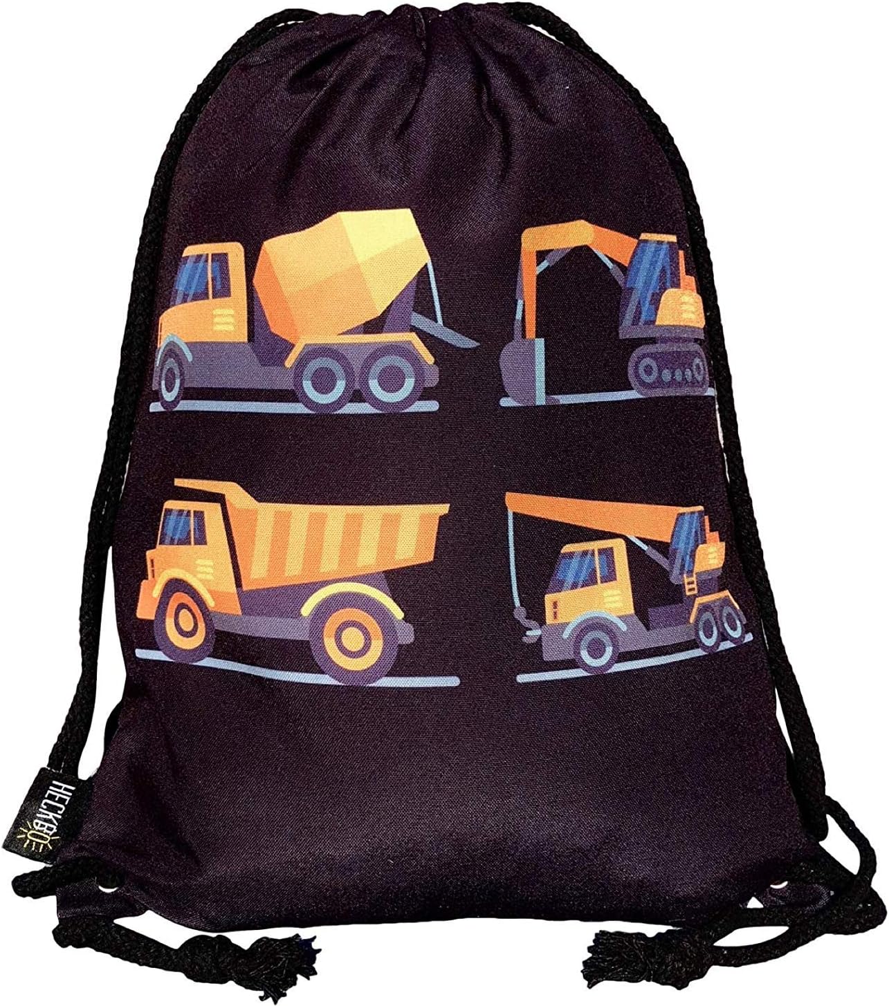 HECKBO kids construction cars gym drawstring bag, 40x32cm, 12.6" x 15.8", Lightweight string bag