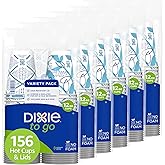Dixie To Go Paper Coffee Cups With Lids, 12 oz, 156 ct, Disposable Insulated Paper Cups for On-The-Go Hot or Cold Beverages