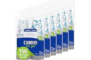 Dixie To Go Medium Paper Coffee Cups With Lids, 12 Oz, 156 Count, Disposable Cups For On-The-Go Hot Beverages