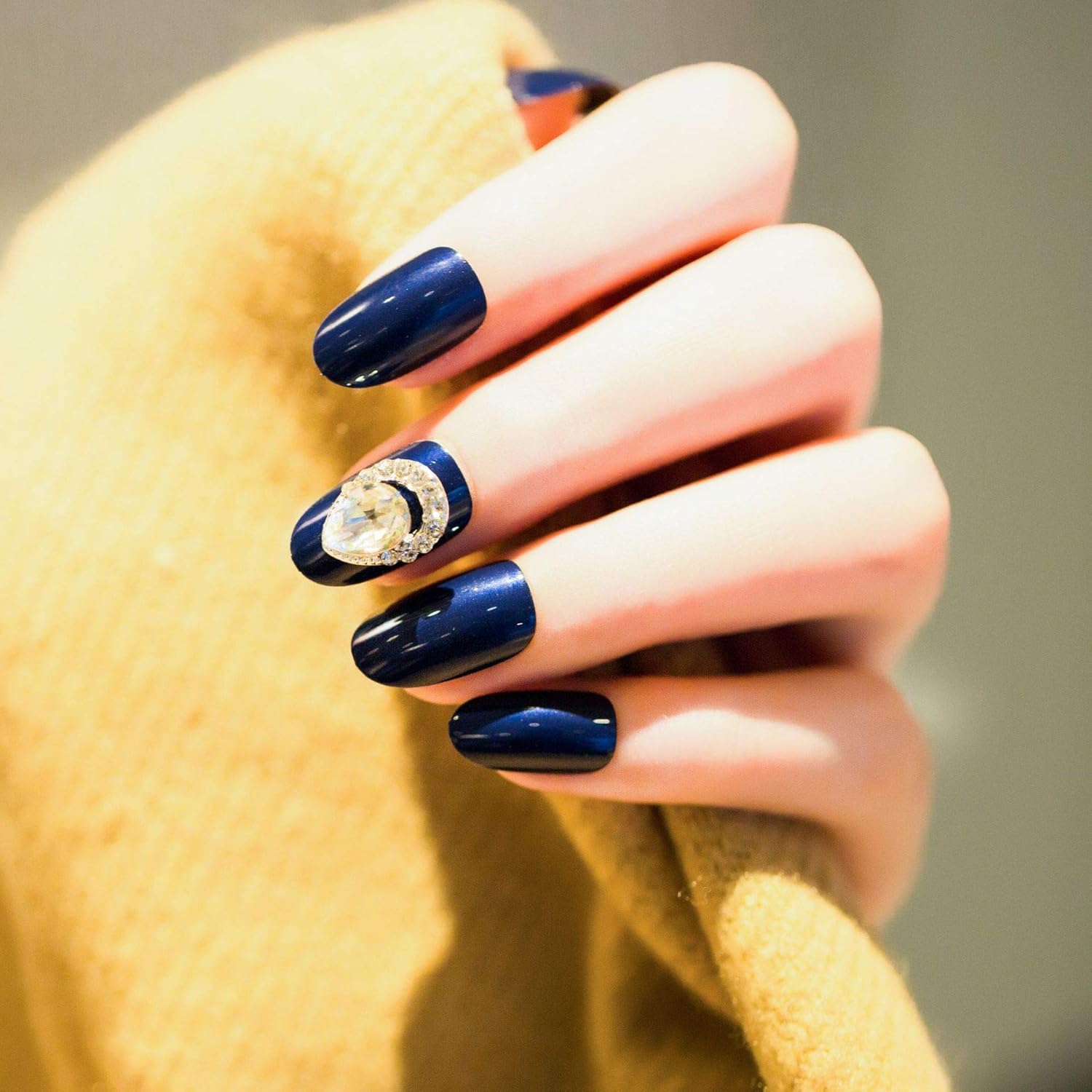 Amazon ネイルチップ 24枚組 長い偽の爪 蛍光染み ネイルチップ ブルー Sifashion ネイルチップ 通販