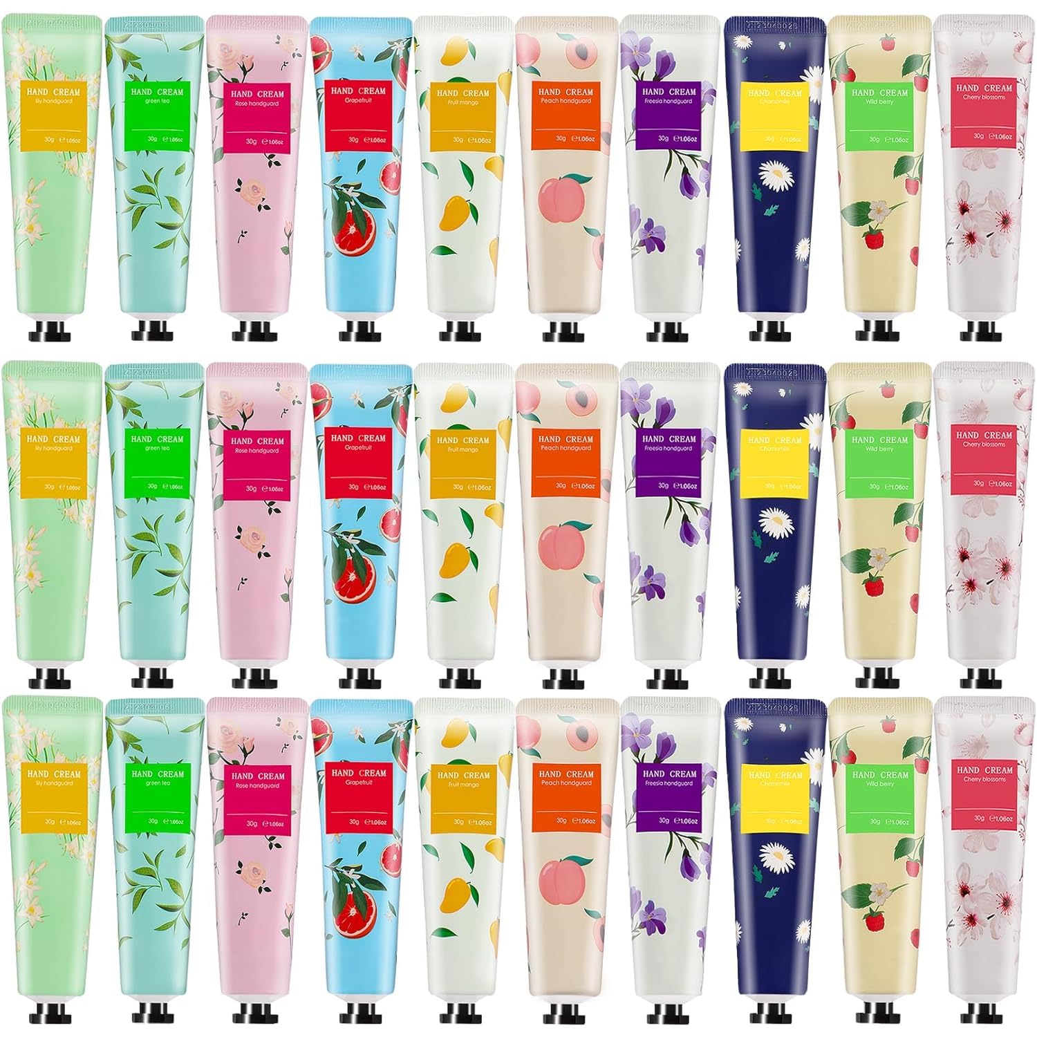 30 Pack Hand Cream Gift Set,Hand Lotion for Dry Cracked Hands,Moisturizing Hand Care Cream with Natural Plant Fruit Scented,Mini Hand Lotion Travel Size Bulk for Women Mom Girlfriend Her Wife