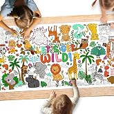 Gatherfun Safari Jungle Party Coloring Poster, 31.5x72 - Ideal as Safari Birthday Decorations, Kids' Coloring Table Cloth, Jungle Tablecloth for School Party &amp; Special Events