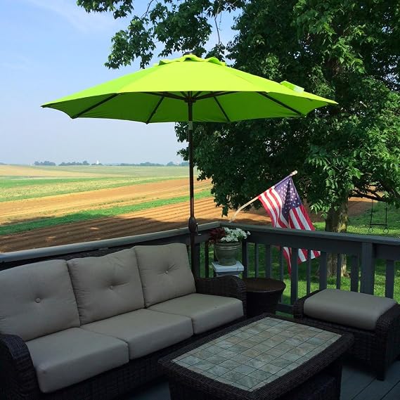 Sumbel Patio Umbrella 10 Ft Aluminum Outdoor Table Market Umbrella With Push Button Tilt And Crank 8 Ribs Lime Green Amazon In Garden Outdoors