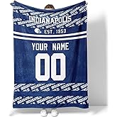 ANTKING Indianapolis Throw Blanket Custom Name and Number Blanket for Men Women Boy Gifts