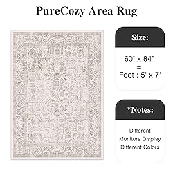 PureCozy Light Brown Area Rug 5x7 Indoor Vintage