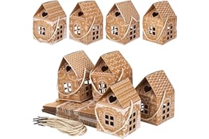 Gersoniel 24 Pcs Christmas Gift Boxes Candy Gingerbread House Mini Christmas Party Favor Box Small Paperboard Gift Container for Xmas Holiday Party Treat Cookie Goodie Snack Packaging