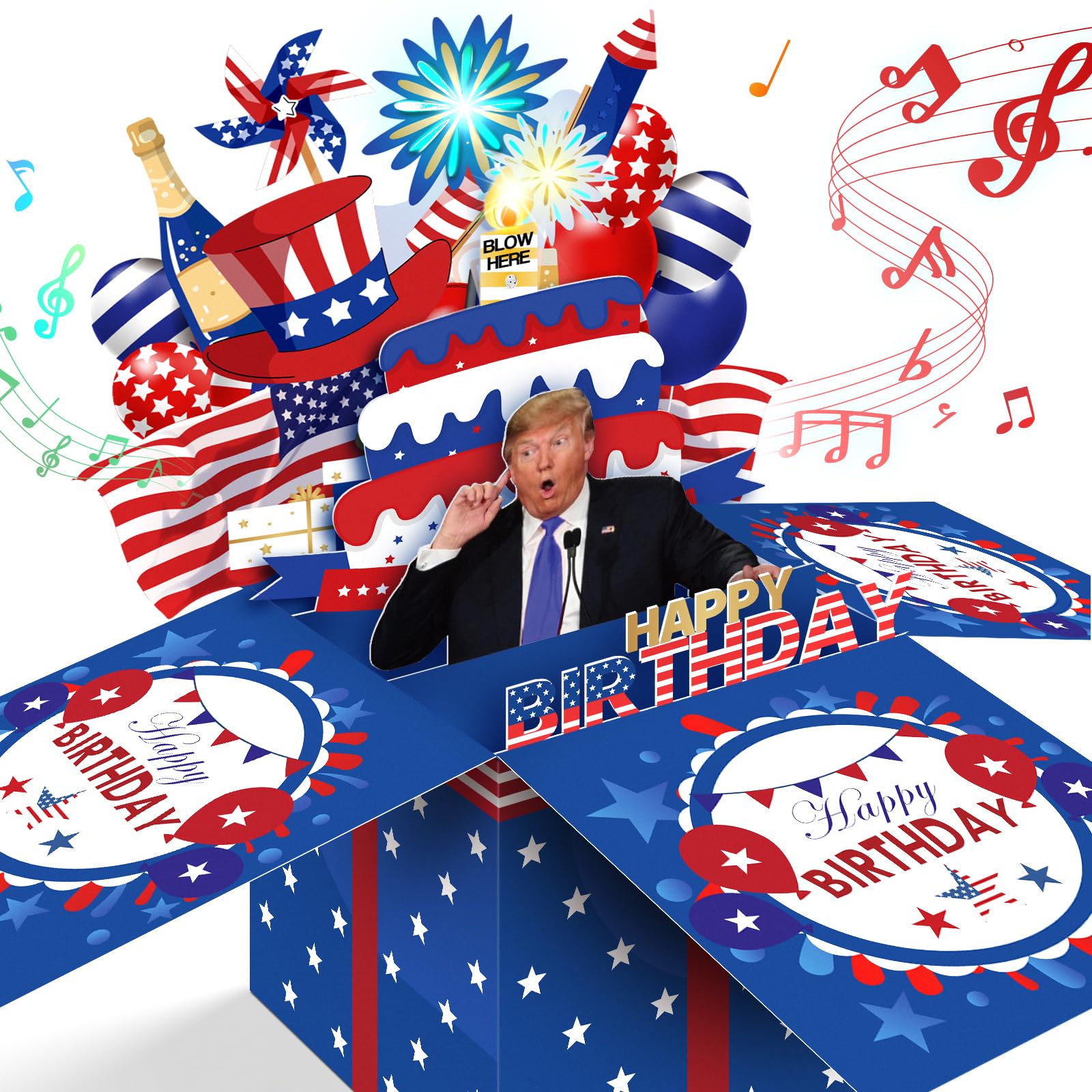 Birthday Card, Musical Pop Up Greeting Cards w Light, Blow Out Candle ...