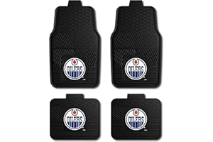 FANMATS 39558 NHL - Edmonton Oilers 4-pc Vinyl Car Mat Set | Black | Front & Rear Car Mats | Circular Oilers Primary Logo