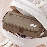 WEMATE Large Pencil Case 9x4.3x2.4in Big Capacity Canvas Organizer Brown view 7