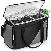 ZEAYEA 3 Cups Reusable Drink Carrier for Delivery, Portable Insulated Drink Caddy with Removable Dividers, Beverages Carrier Bag with Handle and Shoulder Strap for Take Out, Travel, Outdoor, Picnics