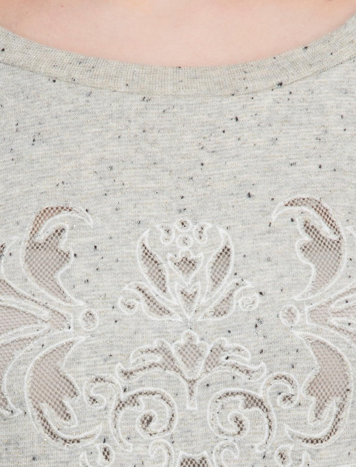 marie claire grey melange embroidered sweatshirt (mc10262a)