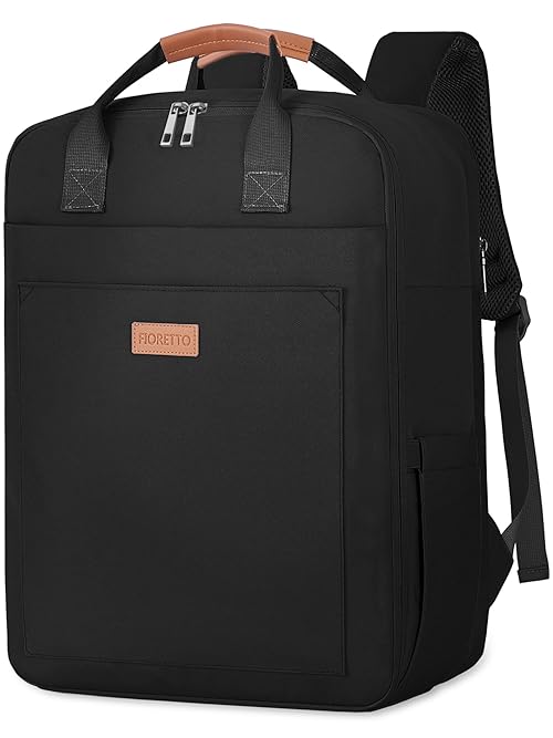 FIORETTO Mens Womens Cabin Bag 45x36x20 for New Easyjet, Waterproof Carry On Backpack for Airplanes, Travel Backpack Rucksack Underseat Luggage Travel Bag with Laptop Compartment Black