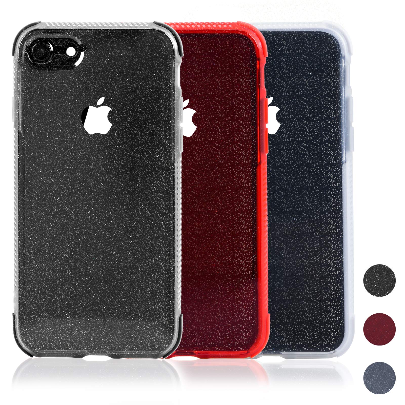 Voilamart iPhone 7 Case, iPhone 7 Case Bling Shiny Cute Pattern Design Sparkle Glitter Anti-Slick/Protective Case for iPhone 7/8 4.7 Inch, Black