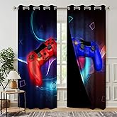 Kzzfqxb Playing Games Blackout Curtains, Gamepad Window Drapes for Kids Boys Video Game Room, Gaming Controller Curtain Panel with Thermal Insulated Grommet,2 Panels,Each W42 xL63