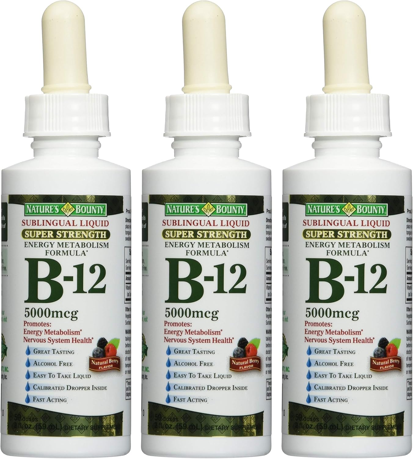 Nature's Bounty B12 5000 mcg Sublingual Liquid Energy Health 2 oz