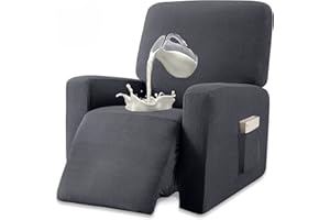 Granbest Premium Water Repellent Recliner Chair Cover High Stretch Jacquard Fabric Recliner Slipcover with Pockets (Recliner, Gray)
