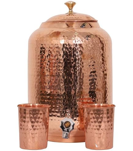 1.5L Hammered Copper Water Jug & Bowl Set – Ayurvedic Detox Pitcher For Home, Office, Yoga | Handmade Pure Copper
