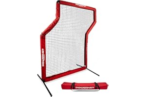 Powernet Portable Baseball Practice Net for Pitching and Hitting, Pop Up Batting Cage Net Coach Shield, 7 FT Z-Screen (Red)