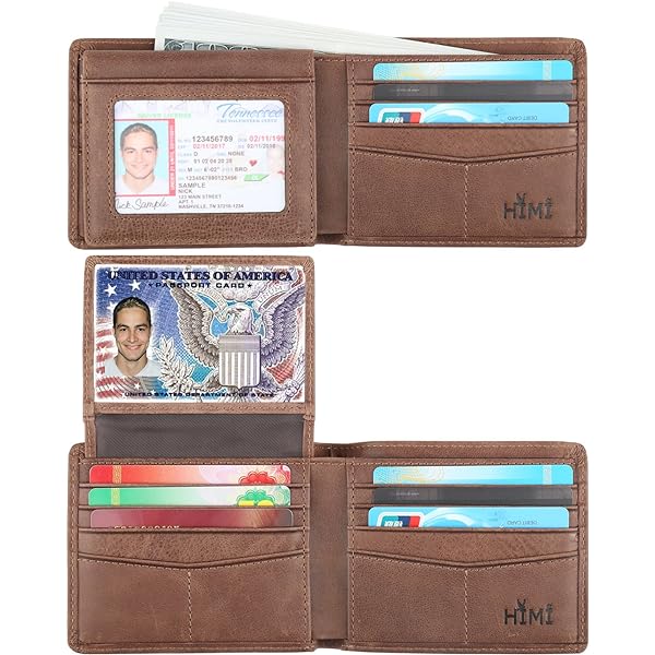 Genuine Leather RFID Blocking Wallet For Men - Bifold With Stainless Chain & ID Window