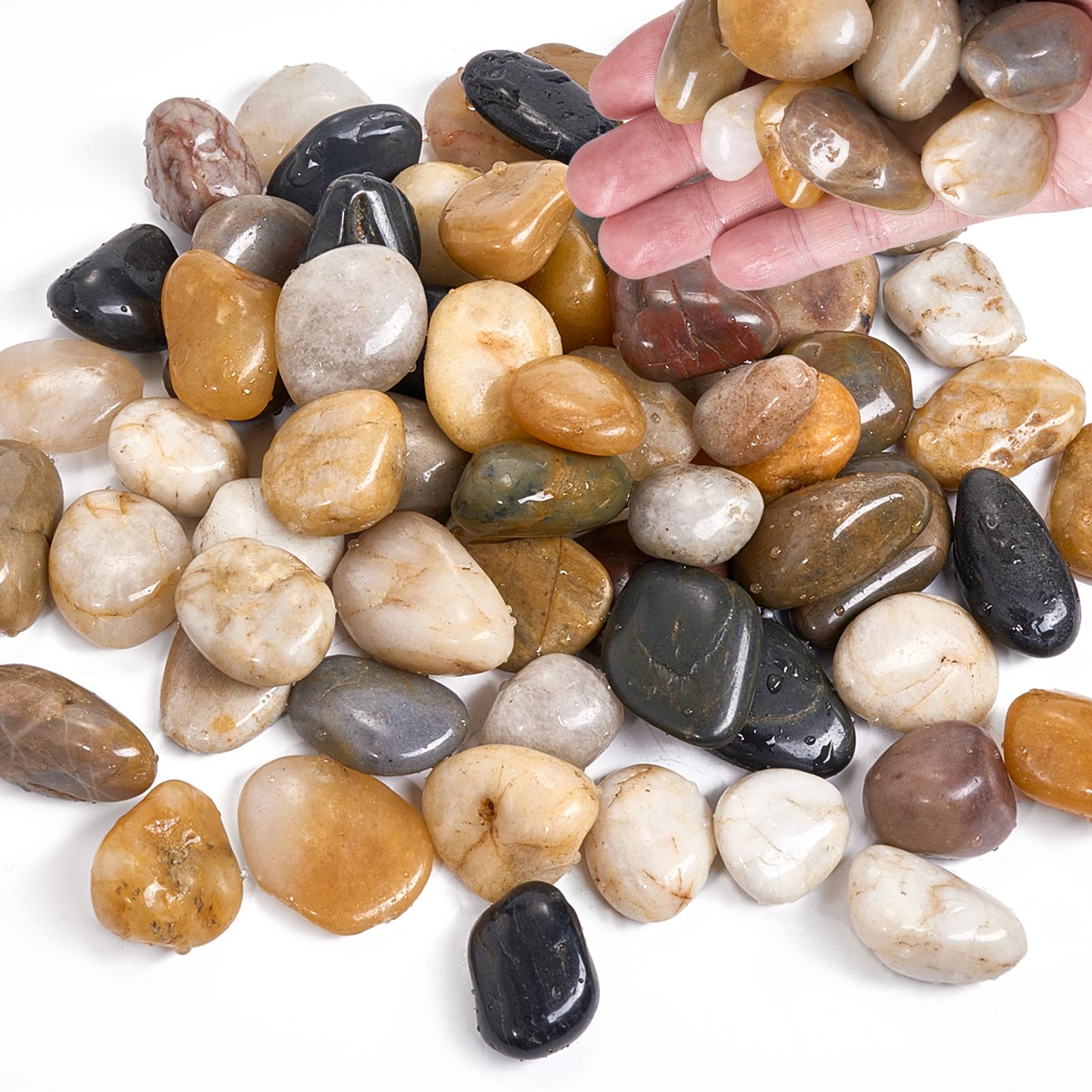 3.9 LB River Rocks 10-20mm Aquarium Pebble Rock, Decorative Stones for Home Plant Pots Vase Fillers, Landscaping, Garden, Fish Tank Decor — image 1