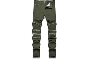 RXXKKK Men's Classic Zipper Biker Regular Fit Flex Jean