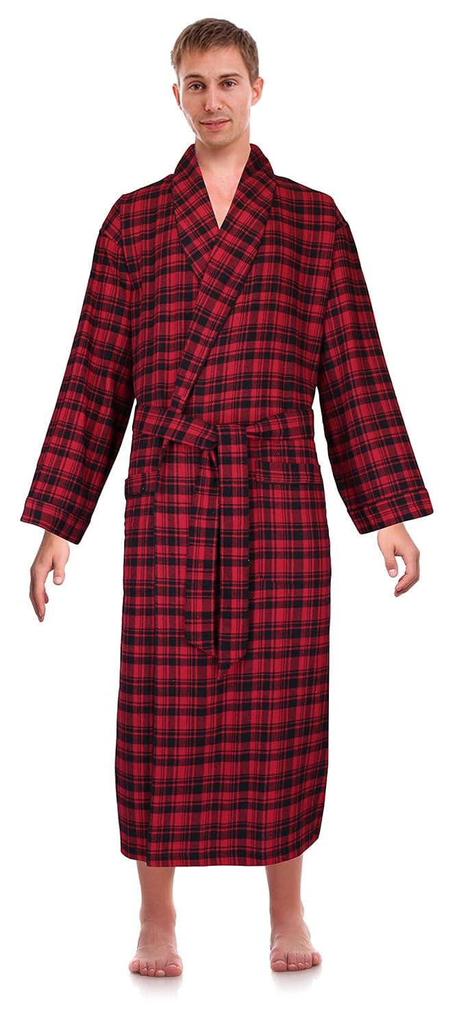 Casual Trends Classical Sleepwear Men/&rsquo;s 100/% Cotton Flannel Shawl Collar Robe,
