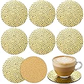 Ferrochef Set of 6 Hammered Brass Coasters Antique Copper Coasters Brass Round Coaster for Protect Tables and Surfaces for Kitchen Rustic Bar Table Decoration