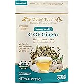 DelighTeas Organic Digest & Detox CCF Tea with Ginger | Ayurvedic Cumin, Coriander, Fennel, Ginger Loose Leaf Tea for Digestion | USDA Organic, Non-GMO, Caffeine Free, Sugar Free | 40 Servings, 3oz
