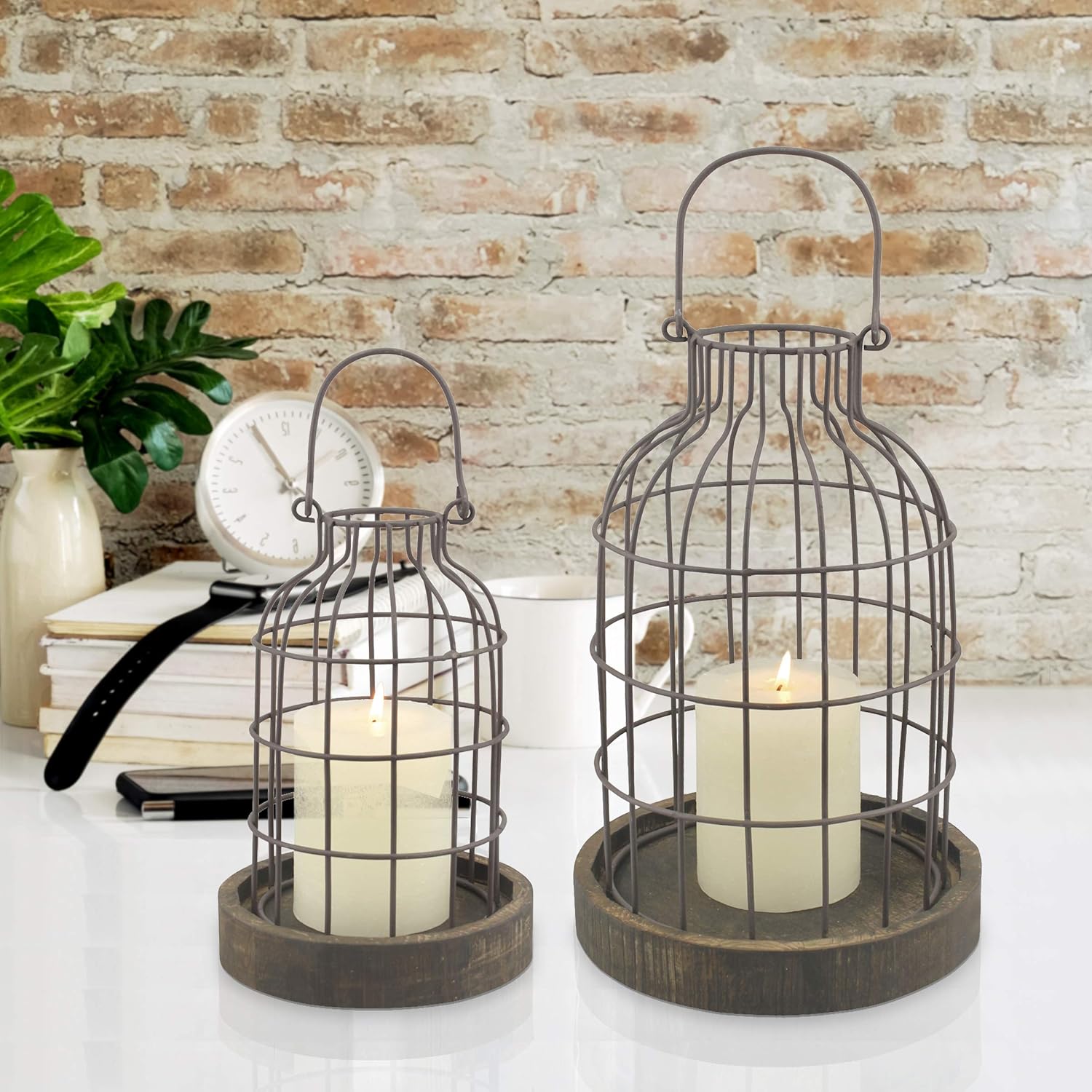 Stonebriar 2PC Wire METAL CLOCHE SET, Set of 2, Brown: Home & Kitchen