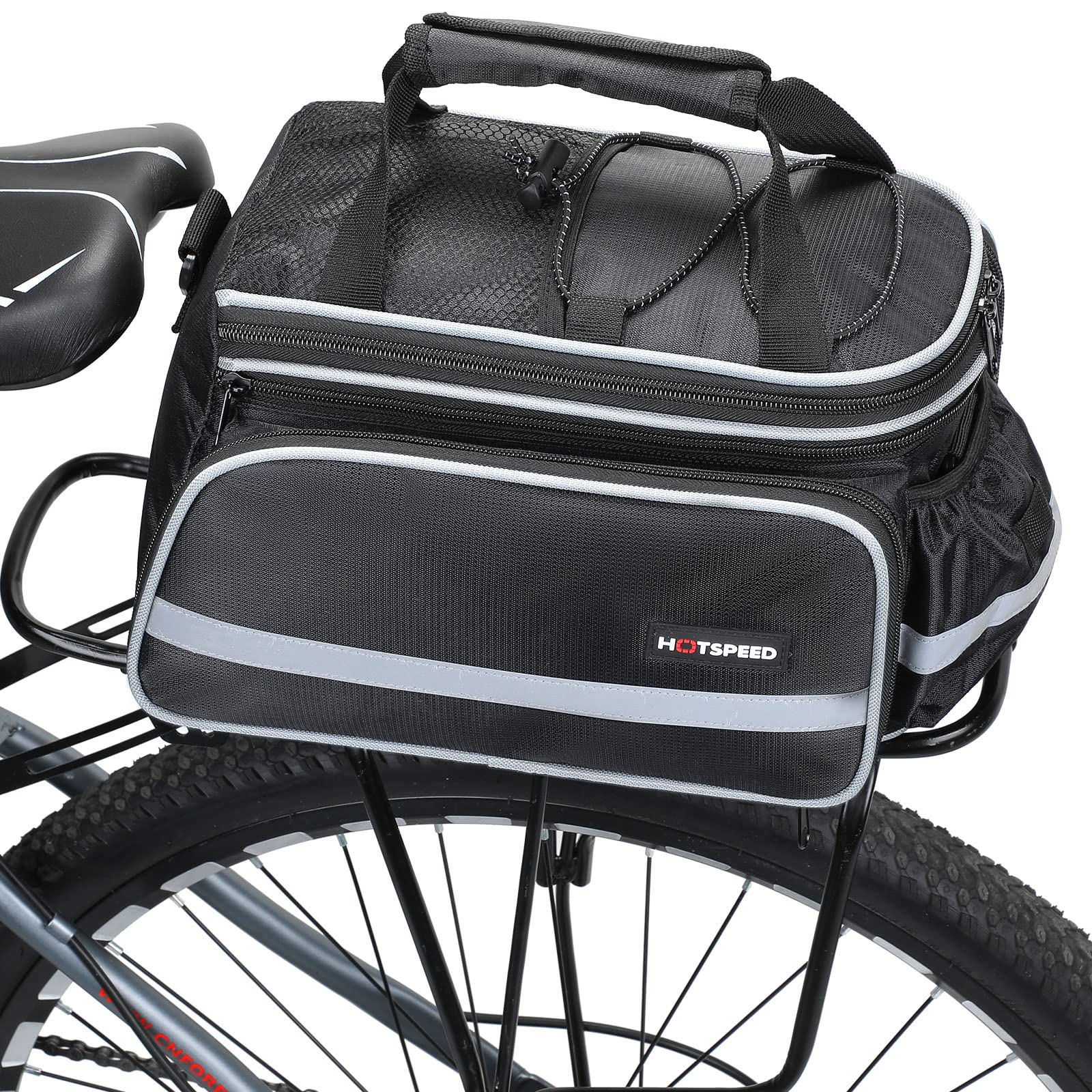 BAIGIO Waterproof Bicycle Pannier Carrier Bag Waterproof Rear Storage Bag for Cycling MTB Sport Travel with Cover (Black)