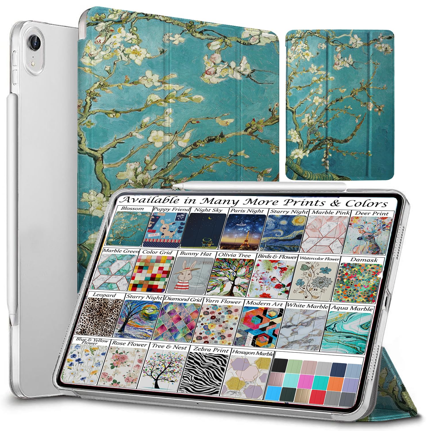DuraSafe Cases for iPad Air 4 5 6 11 2020 2022 2024 Gen 10.9/11 Case A2588 A2589 A2591 MM9N3B/A MM9E3B/A MM9D3B/A MME23B/A MM9C3B/A MM9F3B/A A2316 MYFQ2B/A MYFM2B/A MYFR2B/A - Blossom