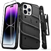 ZIZO Bolt Bundle for iPhone 14 Pro Max (6.7) Case with Screen Protector Kickstand Holster Lanyard - Black