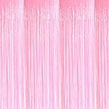 4 Pack Pink Foil Fringe Curtain Backdrop, 3.28Ft x
