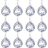 12 PCS Clear Crystal Glass Prism Suncatcher, Christmas Balls Ornaments, Rainbow Pendants Maker, Hanging Crystals Prisms for Windows, Xmas Tree Decorations for Home Decor
