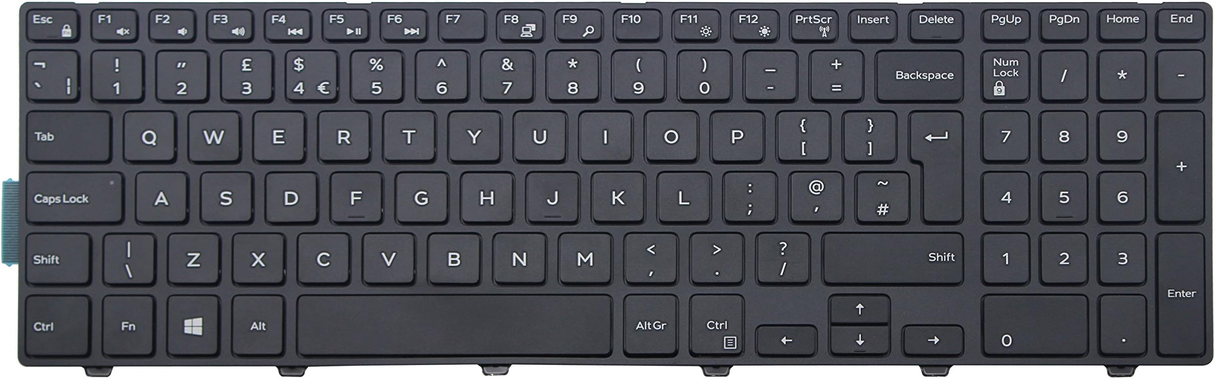 WishingDeals Laptop UK Black Keyboard with Frame for Dell Vostro 15 3546 3549 3558 3559