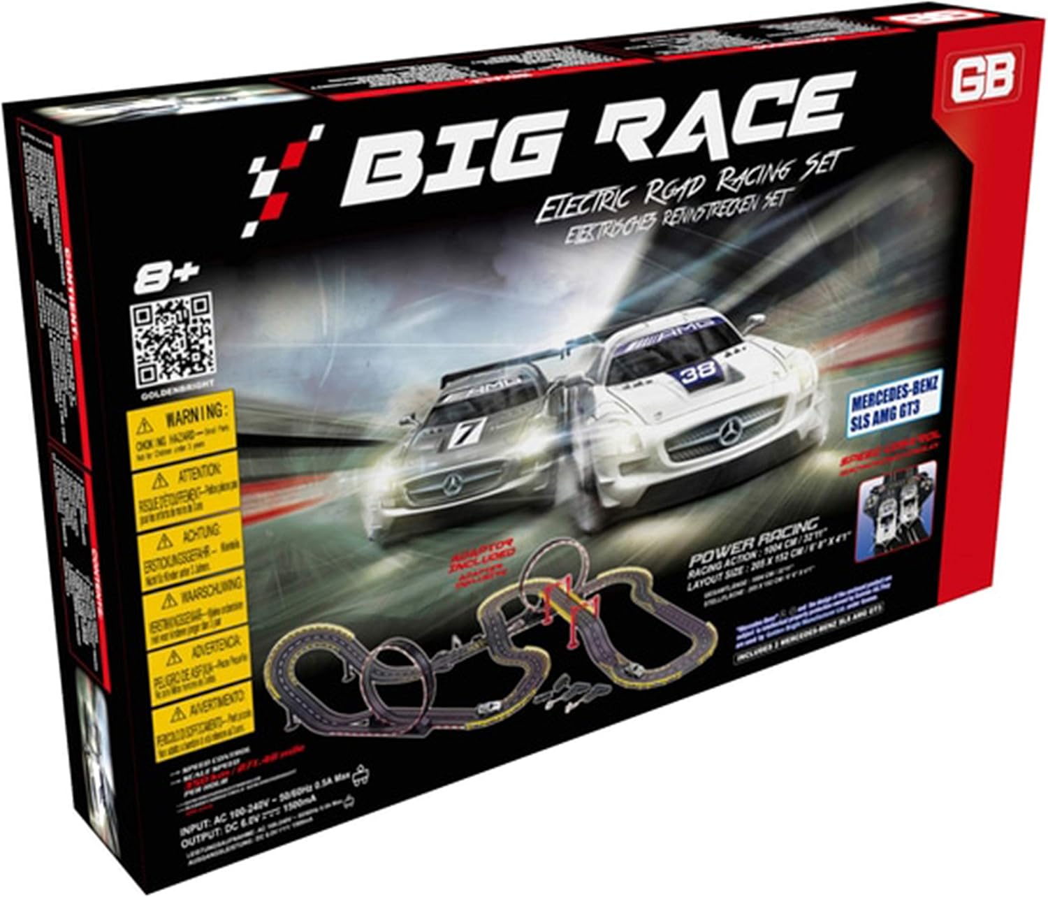 Electric Power Big Race Road Racing Set, Includes track set, 2 x