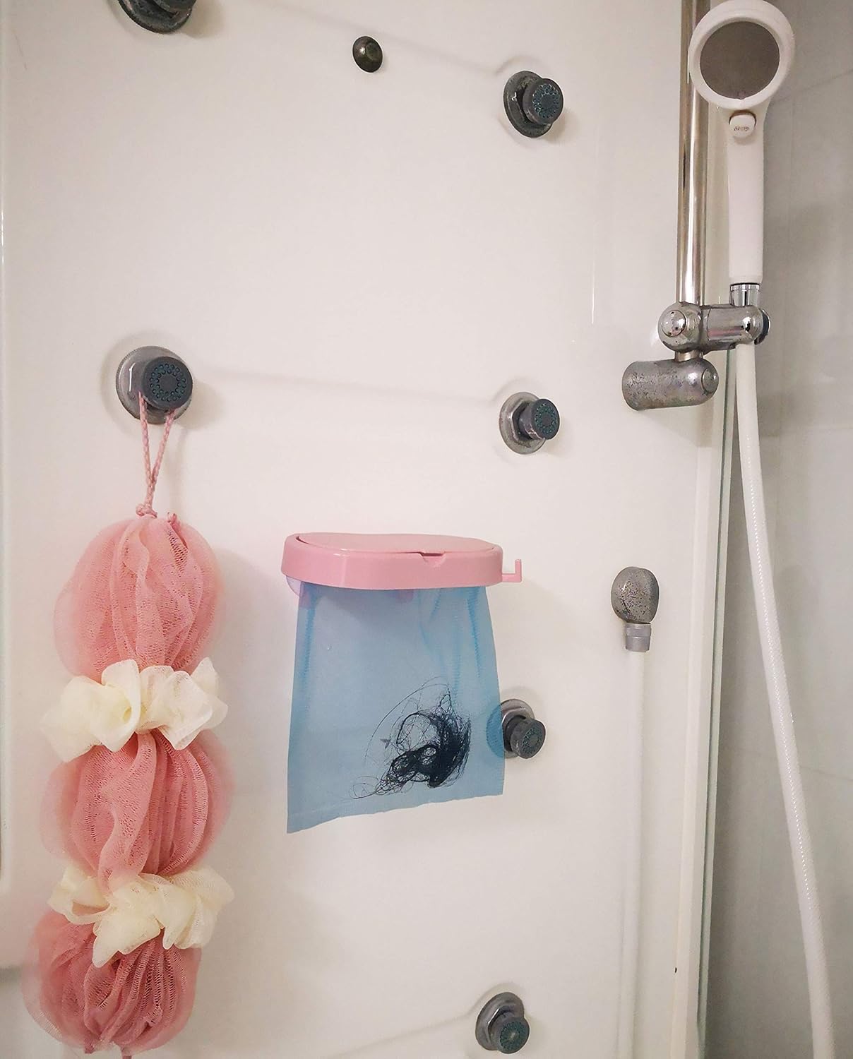 TSTZTE Hanging Trash Garbage Bag Holder, Strainer Trash Can, Sucker Clamshell Sink Garbage Bag Holder with Cover, Garbage Bag Holder for Kitchen & Bathroom, Plus 50 Pcs Strainer Bags (Pink): Industrial & Scientific