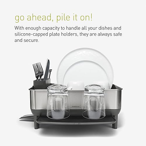 simplehuman Compact Dish Drying Rack with Stainless Steel Frame