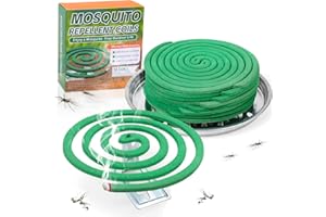 FLODTEAK 16 Mosquito Coils, Mosquito Repellent Coils Burn Up to 4-5 Hours, Natural Ingredient Mosquito Repellent Outdoor Patio Protect Up to 10ft x 10ft (16 Coils + 6 Stands + 1 Coil Holder) (Green)
