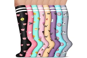 8 Pairs Compression Socks - Compression Socks Women & Men Circulation - Best for Medical, Running, Athletic, Flight, Travel