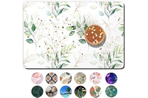 TMOODEL Dog Food Mat, 12"x19" Minimalism Dog Mat for Food and Water, Absorbent Dog Cat Bowl Mat Protect Floors, Cute Cat Food Mat for Feeding & Watering Supplies, Pet Feeding Mat for Pet Supplies,Leaf